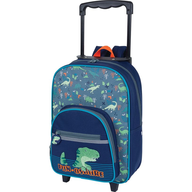 3664447172255-Sac maternelle à roulettes Dino - 1 compartiment - bleu et gris - Oberthur-P_405162368_1-0