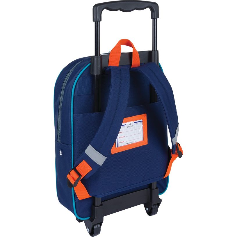 3664447172255-Sac maternelle à roulettes Dino - 1 compartiment - bleu et gris - Oberthur-P_405162368_2-1