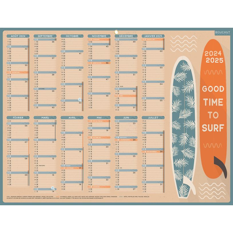 3592930028225-Calendrier Emploi du temps effaçable - 12 mois sur une face - 32 x 42 cm - Bouchut-P_405162582_1-0