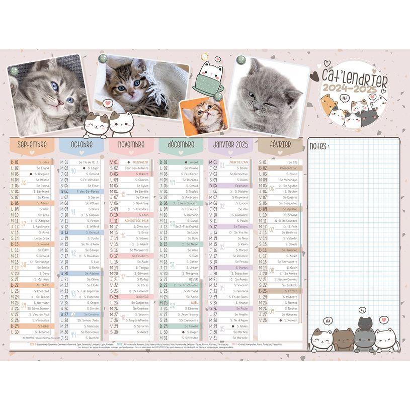 3592930028256-Calendrier Chatons - 6 mois par face - 32 x 42 cm - Bouchut-P_405162586_1-0