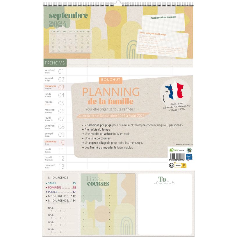 3592930023824-Calendrier Planning de la famille - 42 x 27,5 cm - Bouchut-P_405162593_1-0