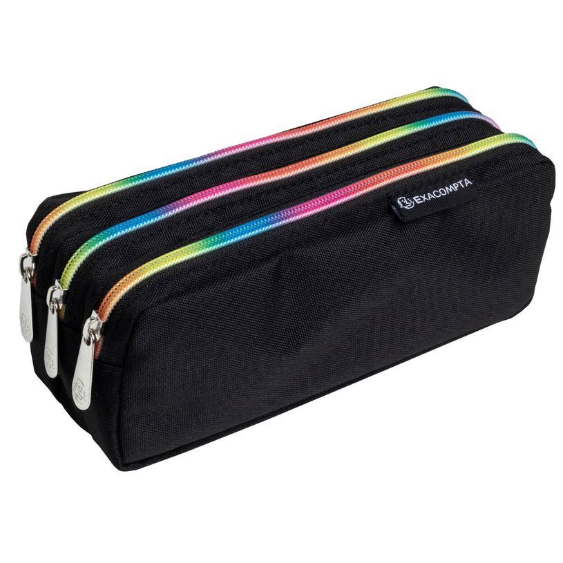 404051627702-Trousse rectangulaire Rainbow - 3 compartiments - noir - Exacompta-P_405162770_1-0