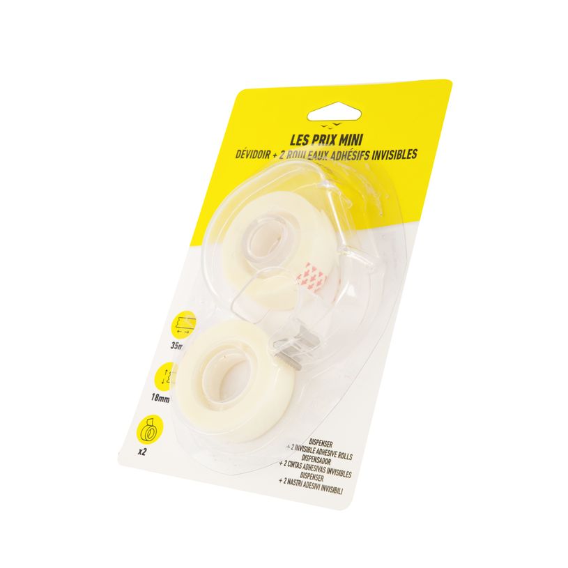 3539012004579-Les Prix Mini - Dévidoir + 2 rouleaux adhésifs invisibles - 18 mm x 35 m-P_405162795_1-0