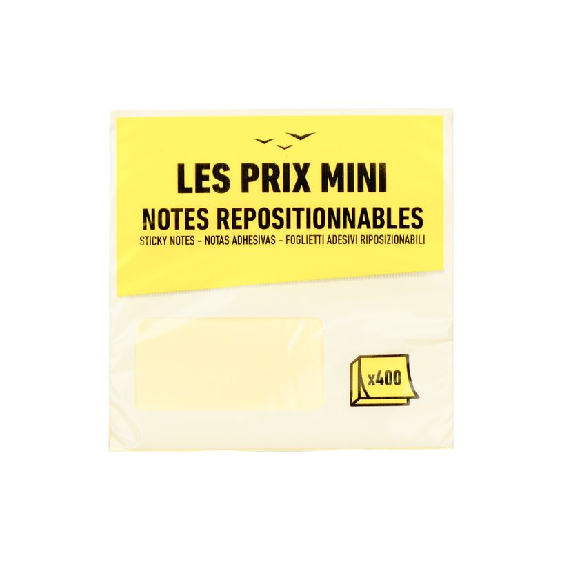 3539012004609-Les Prix Mini - Bloc Cube notes repositionnables - 400 feuilles - 76 x 76 mm - jaune past-P_405162798_1-0
