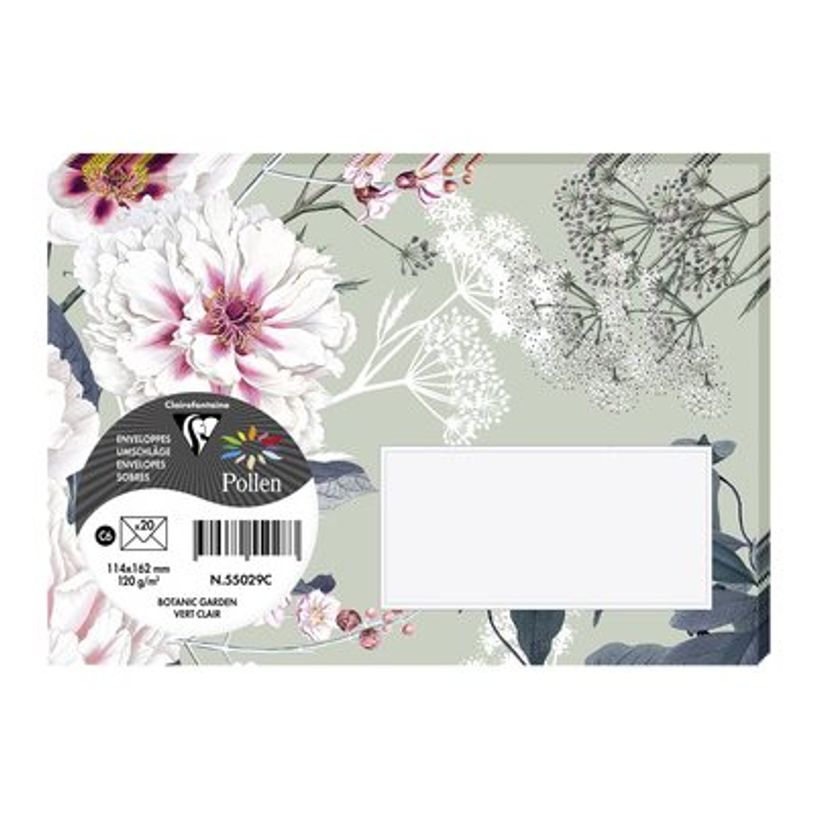 3329680550290-Pollen Botanic Garden Collection - 20 Enveloppes - 114 x 162 mm - vert clair-P_405162813_3-0