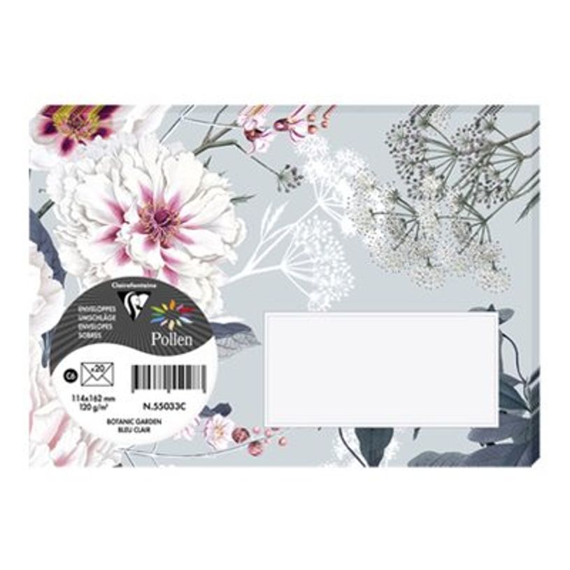3329680550337-Pollen Botanic Garden Collection - 20 Enveloppes - 114 x 162 mm - bleu clair-P_405162817_3-0