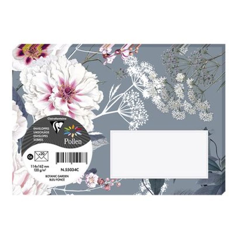 3329680550344-Pollen Botanic Garden Collection - 20 Enveloppes - 114 x 162 mm - bleu foncé-P_405162818_3-0