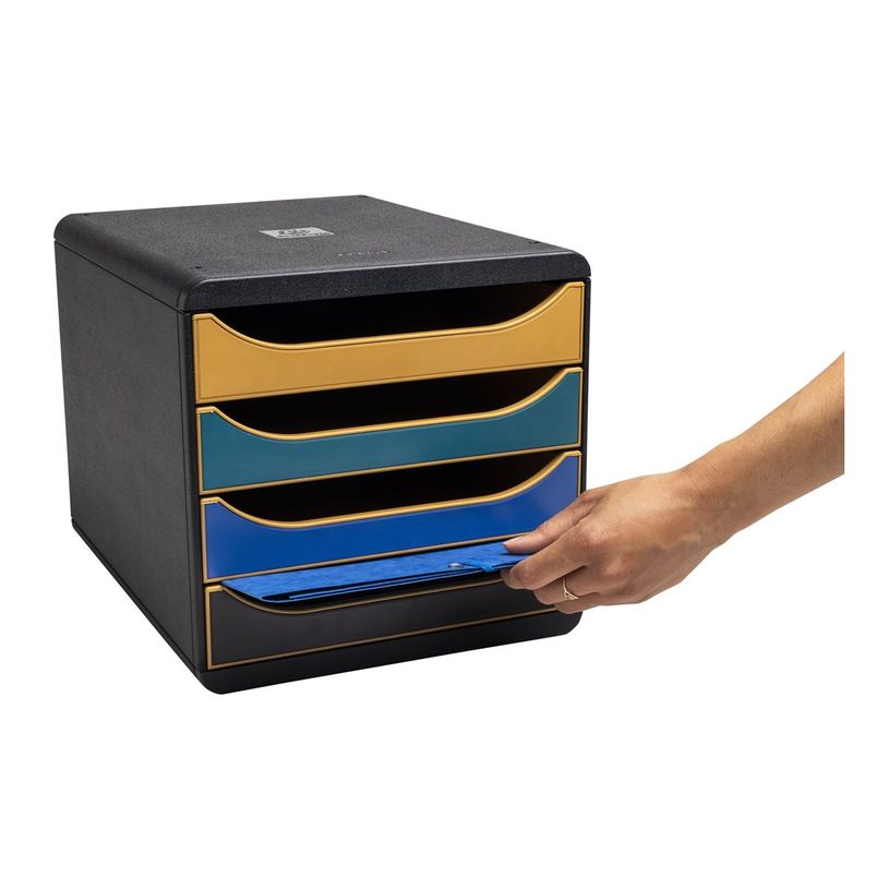 9002493105058-Exacompta NeoDeco - Module de classement 4 tiroirs - noir/bleu/or-P_405162831_3-2