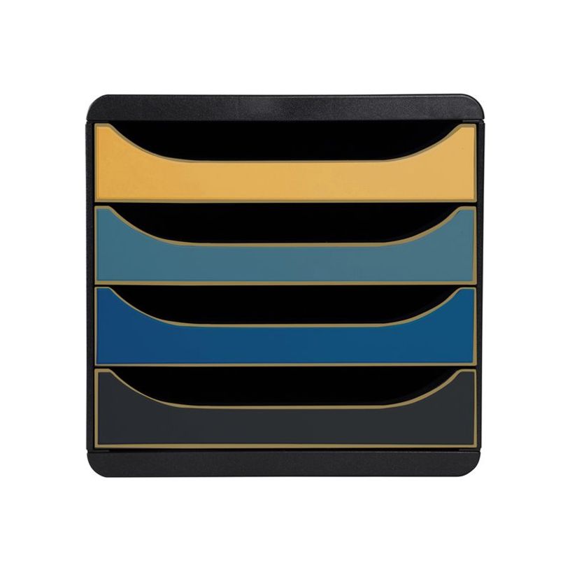9002493105058-Exacompta NeoDeco - Module de classement 4 tiroirs - noir/bleu/or-P_405162831_5-0
