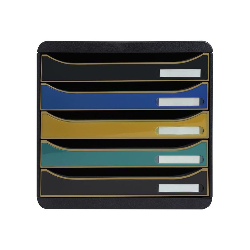 9002493095052-Exacompta NeoDeco - Module de classement 5 tiroirs - noir/bleu/or-P_405162832_1-0
