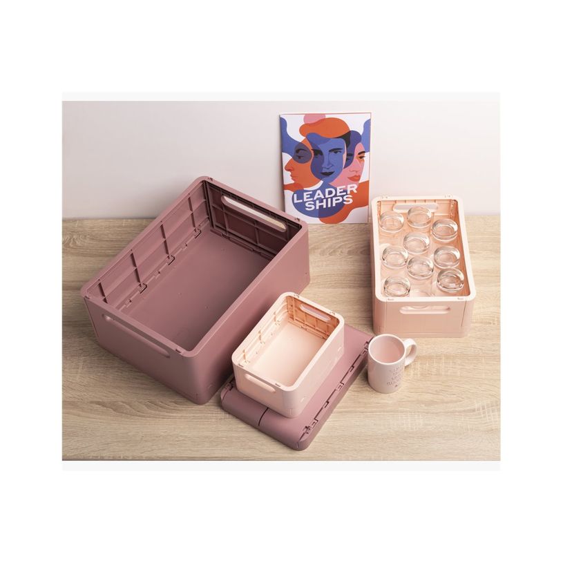 9002493271388-Exacompta Skandi - Boîte de rangement pliable - format midi (A5+) - vieux rose-P_405162881_3-4