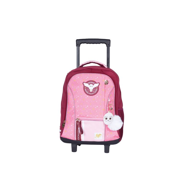 3661507522906-Sac à dos à roulettes Harry Potter Hedwig - 2 compartiments - rose - Kid'Abord-P_405163675_1-0