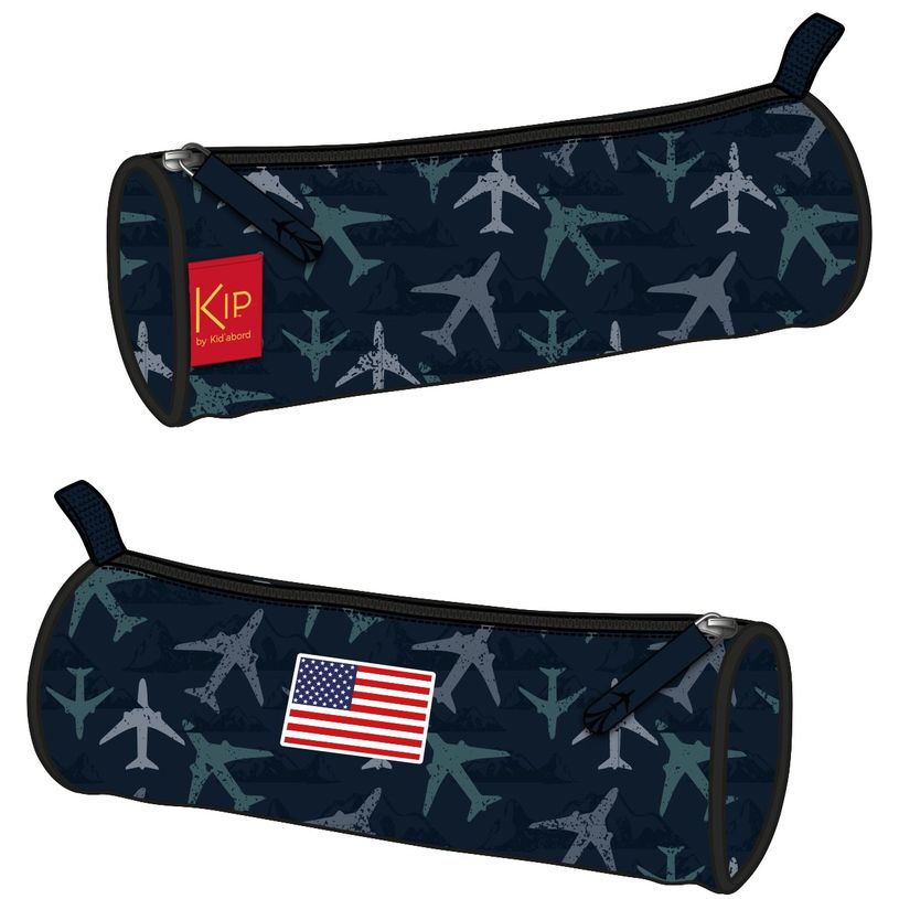 3661507028750-Trousse ronde KIP Aviator - 1 compartiment - bleu marine - Kid'Abord-P_405163714_1-0