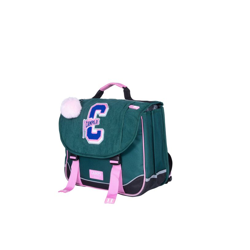 3661507323718-Cartable Camps Corduroy 38 cm - 2 compartiments - velours vert - Kid'Abord-P_405163727_1-0