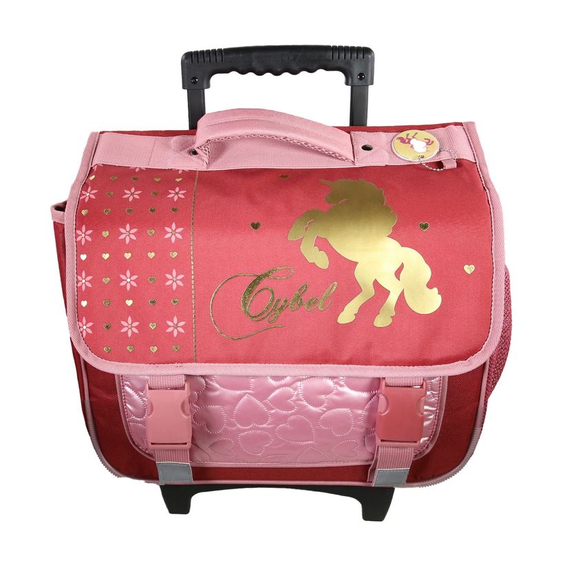 3666311026077-Cartable à roulettes Cybel - 2 compartiments - rose - Bagtrotter-P_405163943_1-0