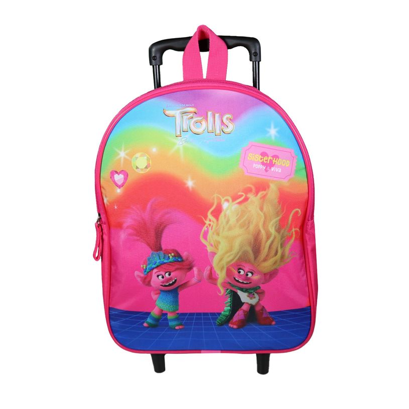3666311023113-Sac maternelle à roulettes Les Trolls - 1 compartiment - rose - Bagtrotter-P_405164016_1-0