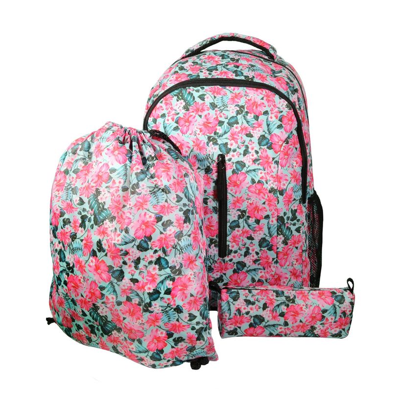 3666311018034-Sac à dos + sac gym + trousse 2 compartiments - hibiscus - Bagtrotter-P_405164065_1-0