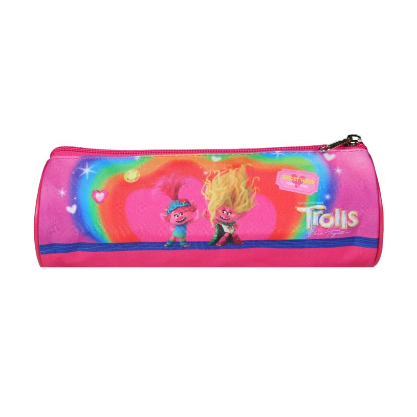 3666311023076-Trousse ronde Les Trolls - 1 compartiment - rose - Bagtrotter-P_405164134_3-2