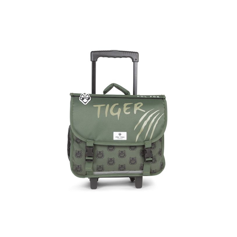 3663842008565-Cartable réversible à roulettes Tiger - 38 cm - 2 compartiments - vert - Pol Fox-P_405164585_3-2
