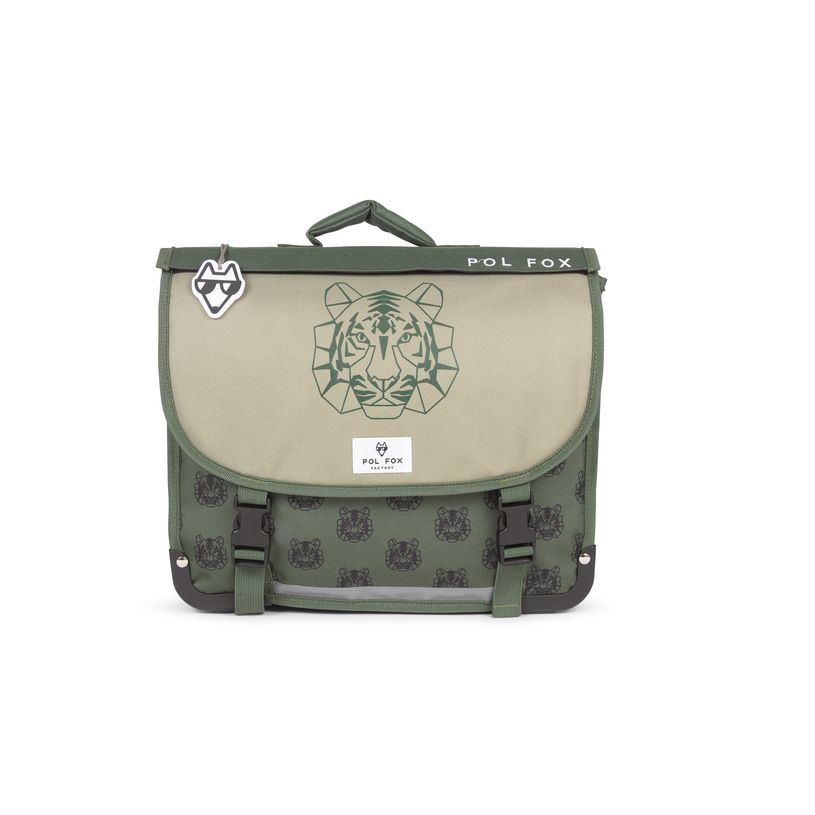 3663842008541-Cartable réversible Tiger - 38 cm - 2 compartiments - vert - Pol Fox-P_405164602_2-1
