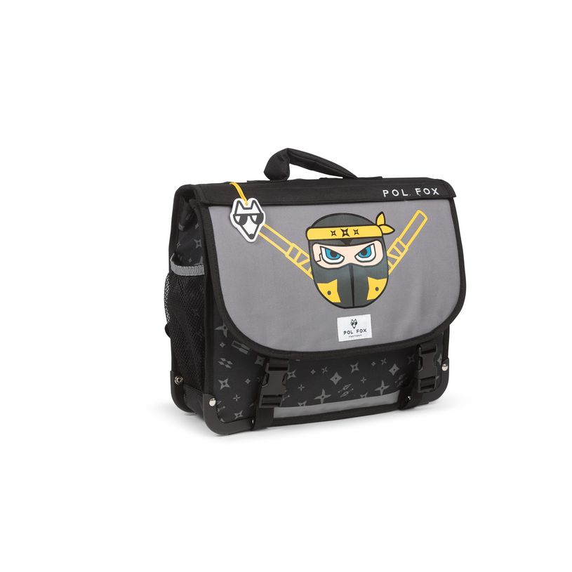 3663842008381-Cartable maternelle réversible Ninja - 35 cm - 1 compartiment - gris - Pol Fox-P_405164610_1-0