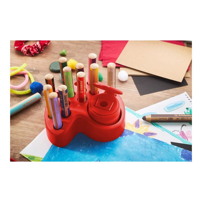 4006381601184-STABILO Woody 3 in 1 - Taille-crayon avec réservoir - rouge-P_405164801_2-2