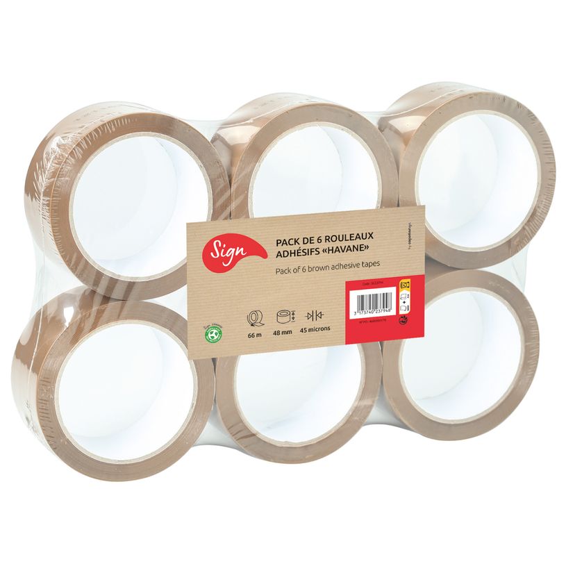 3173740237948-Sign - 6 Rubans adhésifs - 48 mm x 66 m - havane-P_405164933_1-0
