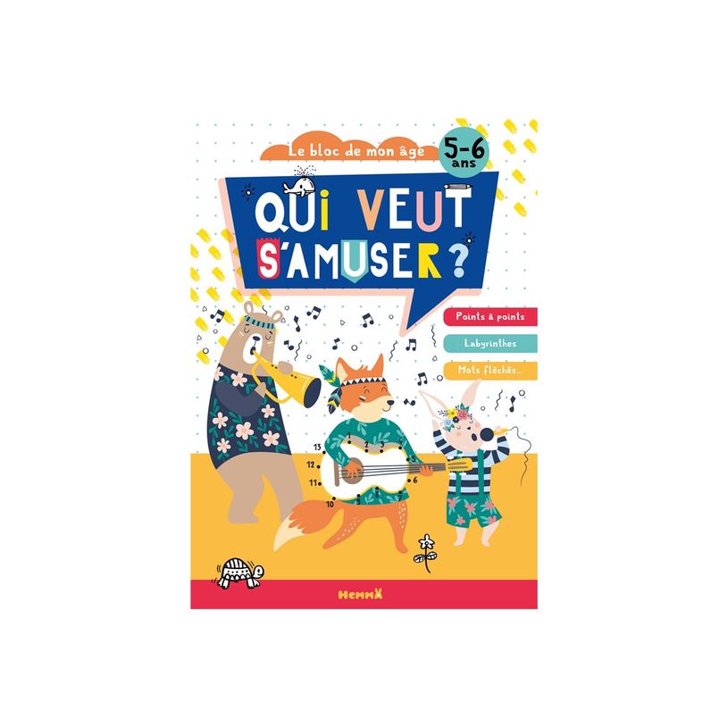 9782508051951-Le Bloc de mon âge 5-6 Ans - Qui veut s'amuser : Animaux Musique - Points à Points - Lab-P_405164983_2-1