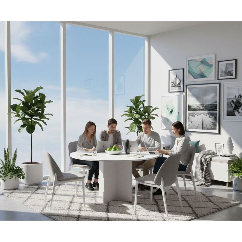 7331910012634-Table de réunion Trend - ronde - diam 120 - blanc--1