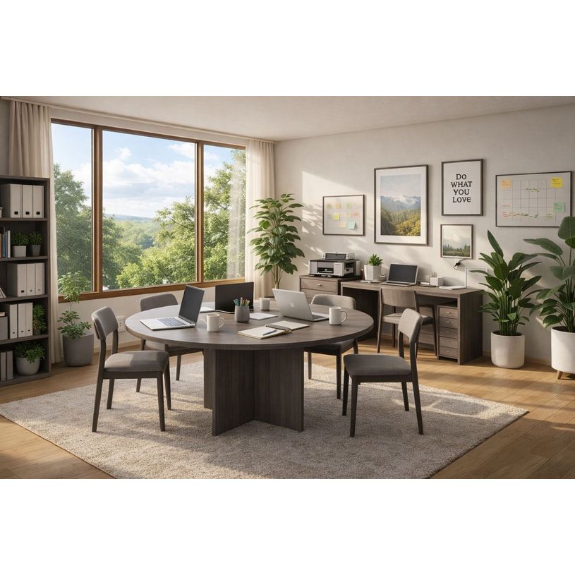 7331910016700-Table de réunion Trend - ronde - diam 120 - imitation frêne Toscan--1