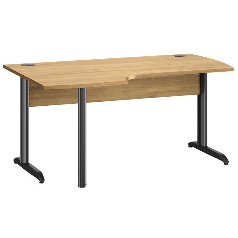 3483601225640-Bureau compact à gauche JAZZ+ - 160 cm - Pieds métal - chêne du bocage-P_405165108_1-0