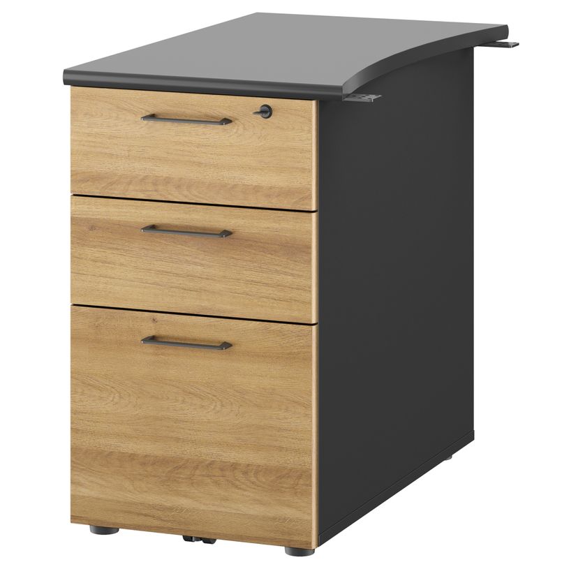 3483601225626-Caisson bout de bureau JAZZ+ - Profondeur 80 cm - 3 tiroirs - chêne du bocage-P_405165115_1-0