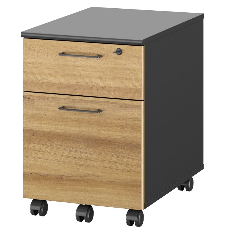 3483601225572-Caisson mobile JAZZ+ - Profondeur 60 cm - 2 tiroirs - chêne du bocage-P_405165116_1-0