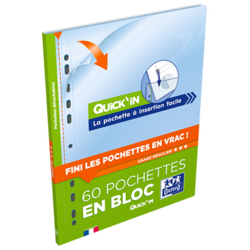 3045050349409-Oxford Quick'In - Bloc de 60 pochettes perforées - A4 - lisse - pour 25 feuilles-P_405165173_2-1