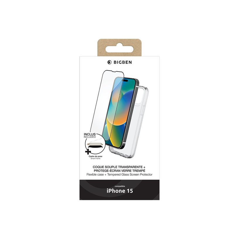 3571211510345-Bigben Connected - coque de protection + verre trempé pour Apple iPhone 15 - transparent-P_405165254_1-1