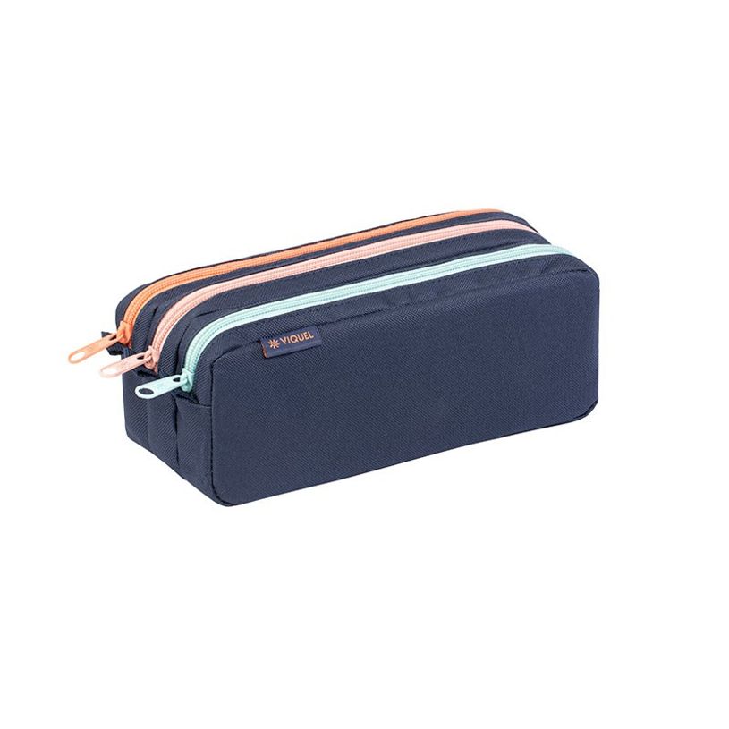 3135250997576-Trousse Trizip - 3 compartiments - 2 modèles : bleu marine ou gris - Viquel-P_405165509_2-1