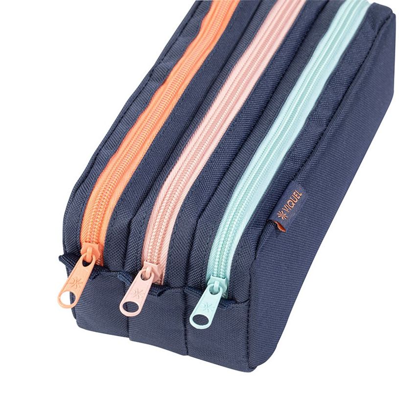 3135250997576-Trousse Trizip - 3 compartiments - 2 modèles : bleu marine ou gris - Viquel-P_405165509_6-5