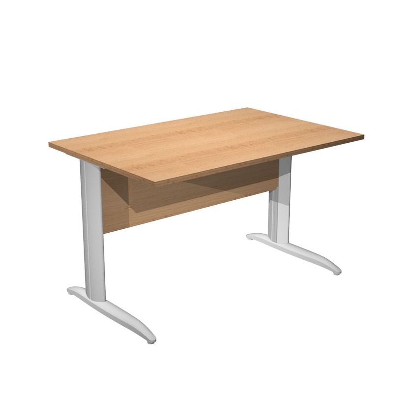 7331920000669-Bureau droit Trend - L120 - Pieds métals - plateau imitation hêtre - pied alu-P_405165606_1-0