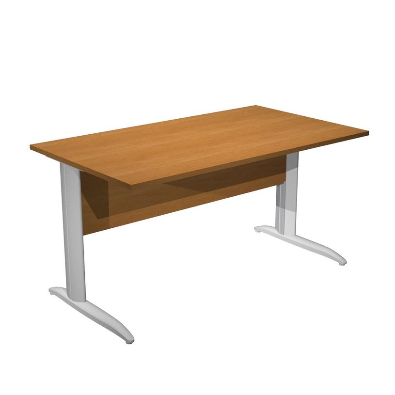 7331920000720-Bureau droit Trend - L140 - Pieds métals - plateau imitation aulne - pied alu-P_405165612_1-0