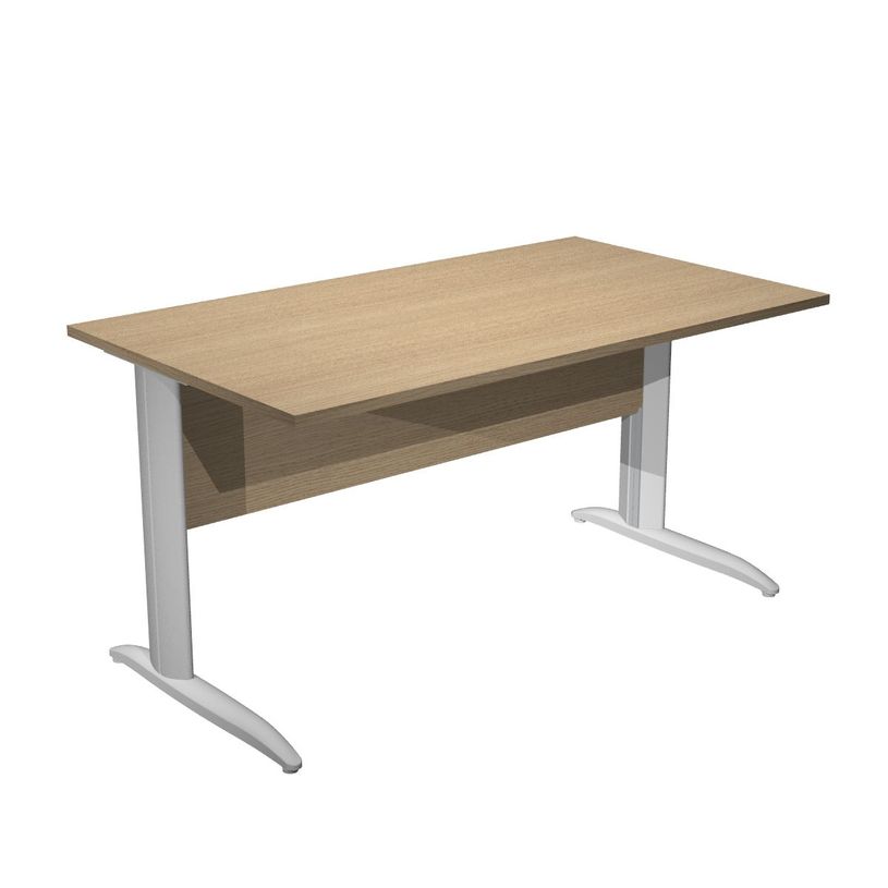 7331920000768-Bureau droit Trend - L140 - Pieds métals - plateau imitation chêne - pied alu-P_405165616_1-0
