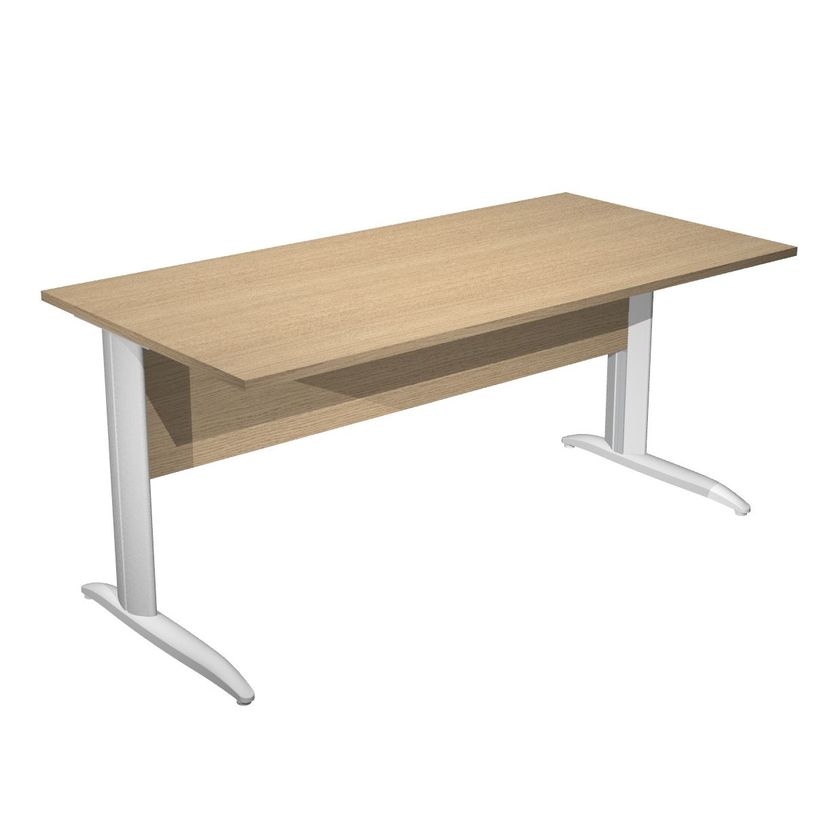 7331920000836-Bureau droit Trend - L160 - Pieds métals - plateau imitation chêne - pied alu-P_405165623_1-0