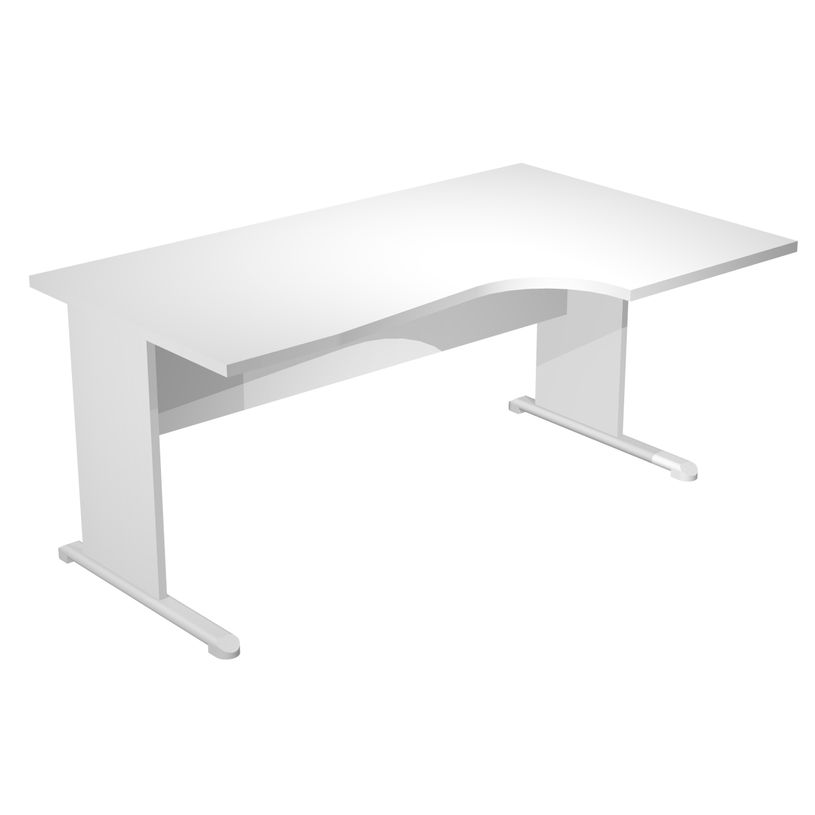 7331920000850-Bureau compact Trend - L160 cm - retour à droite - pieds bois - plateau blanc - (pied de renfort obligat-P_405165625_1-0