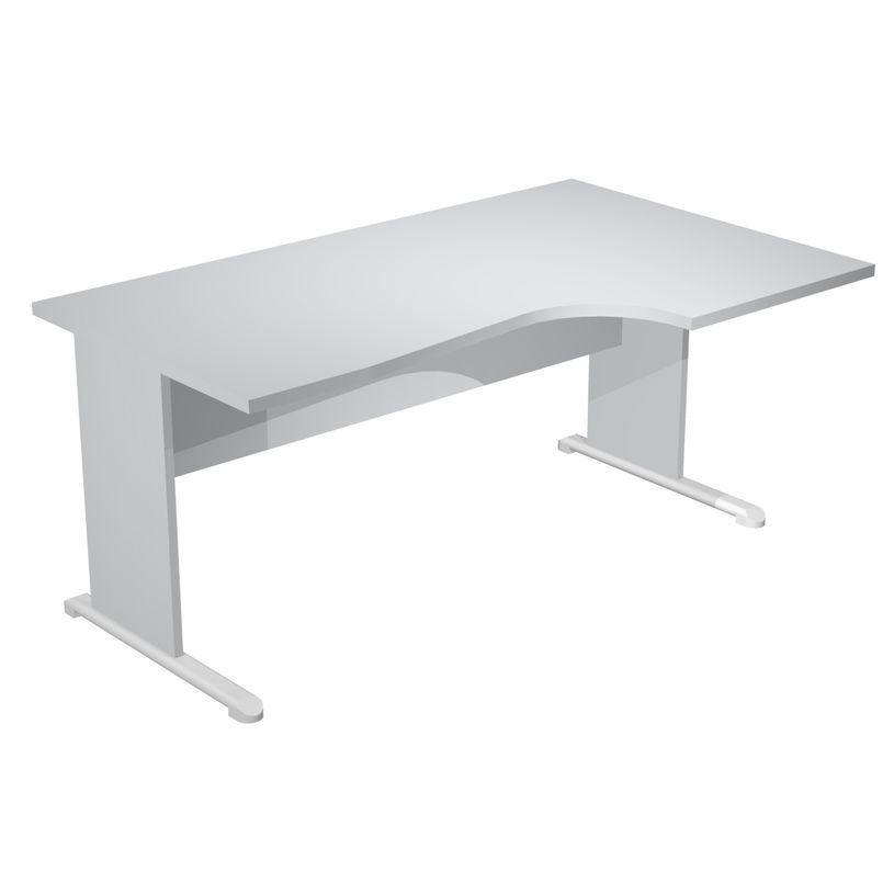 7331920000898-Bureau compact Trend - L160 cm - retour à droite - pieds bois - plateau gris - (pied de renfort obligat-P_405165629_1-0