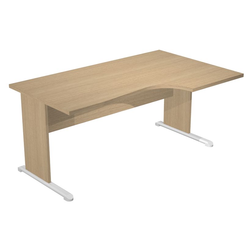 7331920000904-Bureau compact Trend - L160 cm - retour à droite - pieds bois - plateau imitation chêne - (pied de renfort obligat-P_405165630_1-0