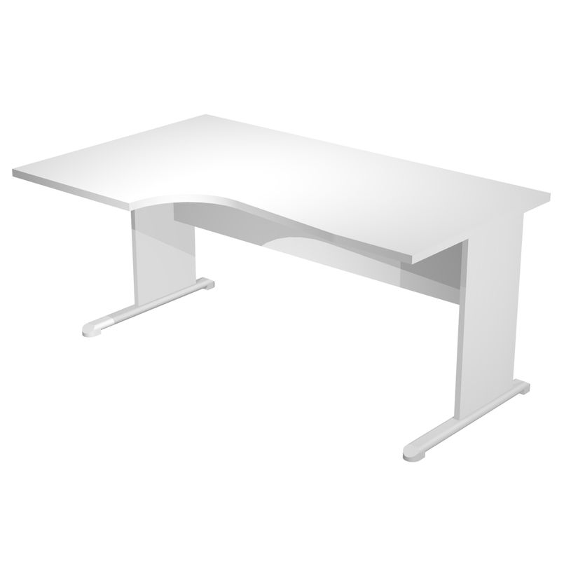 7331920000928-Bureau compact Trend - L160 cm - retour à gauche - pieds bois - plateau blanc - (pied de renfort obligat-P_405165632_1-0