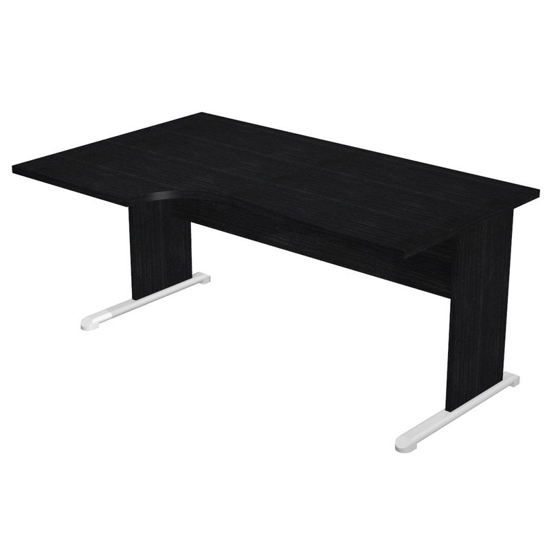 7331920000959-Bureau compact Trend - L160 cm - retour à gauche - pieds bois - plateau imitation frêne noir - (pied de renfort obligat-P_405165635_1-0