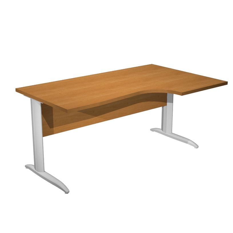 7331920001000-Bureau compact Trend - L160 cm - retour à droite - Pieds métals - plateau imitation aulne - pied alu - (pied de renfort obligat-P_405165640_1-0