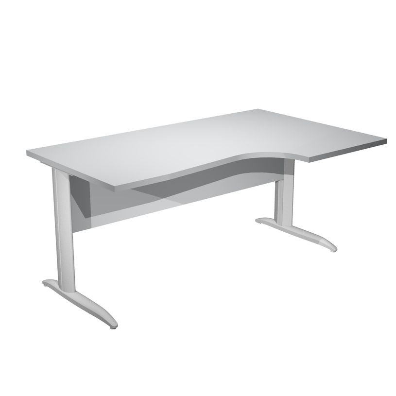 7331920001031-Bureau compact Trend - L160 cm - retour à droite - Pieds métals - plateau gris - (pied de renfort obligat-P_405165643_1-0