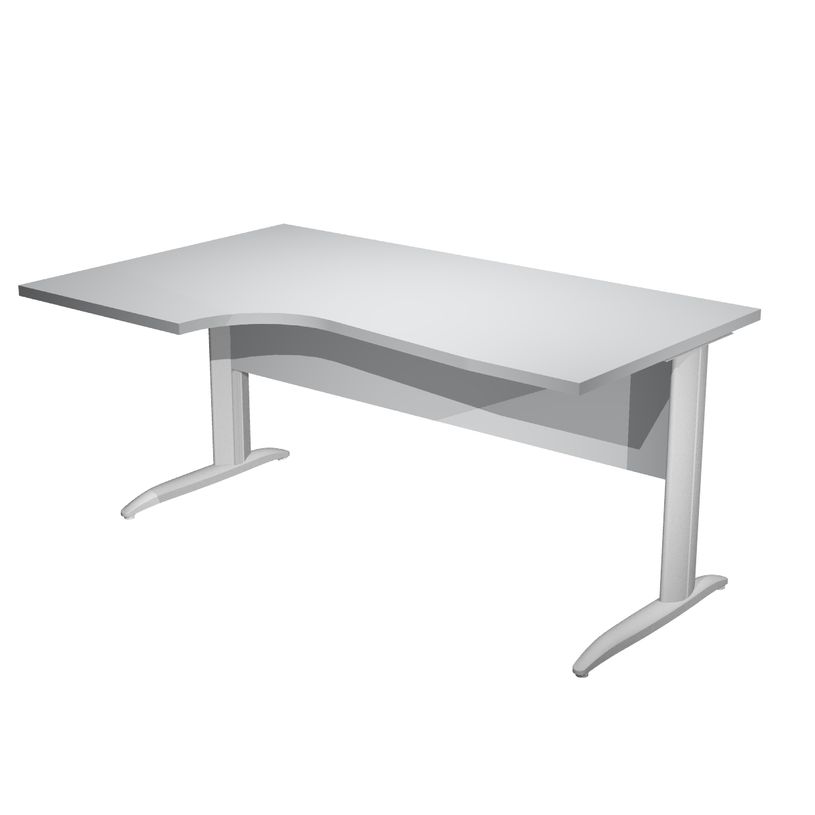 7331920001109-Bureau compact Trend - L160 cm - retour à gauche - Pieds métals - plateau gris - (pied de renfort obligat-P_405165650_1-0