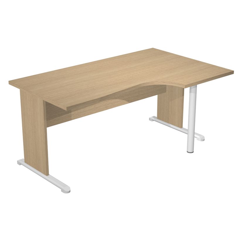 7331920001321-Bureau compact Trend - retour à droite avec pieds bois en L + pied de renfort - L160 - pl-P_405165672_1-0
